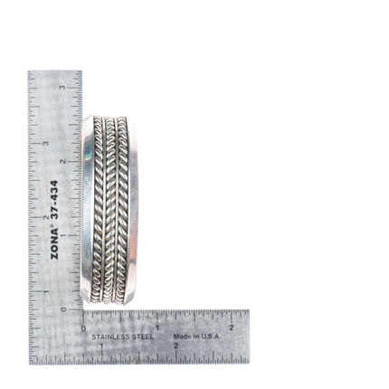 6.25" Tom Hawk Navajo sterling silver braided heavy cuff bracelet