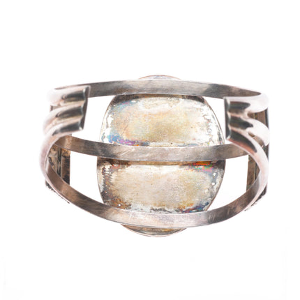 6.3" Vintage Navajo sterling silver green turquoise cuff bracelet