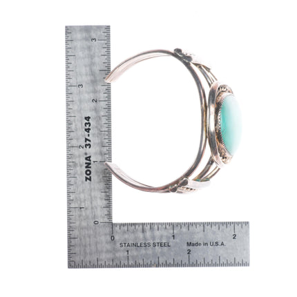 6.3" Vintage Navajo sterling silver green turquoise cuff bracelet