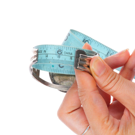 6.3" Vintage Navajo sterling silver green turquoise cuff bracelet