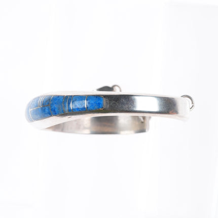 6.1" Frank Chee Navajo sterling silver denim lapis channel inlay cuff bracelet