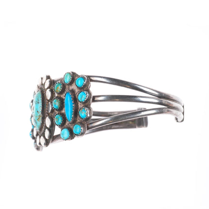 6.6" 30's-40's Vintage Navajo or Zuni sterling silver turquoise cuff bracelet