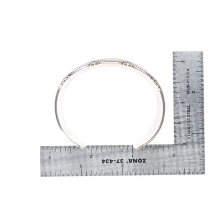 6.8" Vintage Navajo sterling silver wide band heavy stamped cuff bracelet