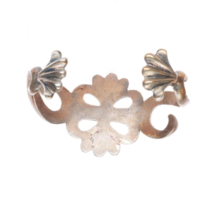 6" Vintage Zuni or Navajo tufa cast ingot silver stamped cuff bracelet