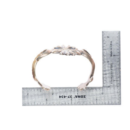 6" Vintage Zuni or Navajo tufa cast ingot silver stamped cuff bracelet