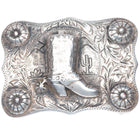c1940's Vintage Visalia Stock SF CA Sterling silver lady cowboy boot belt buckle