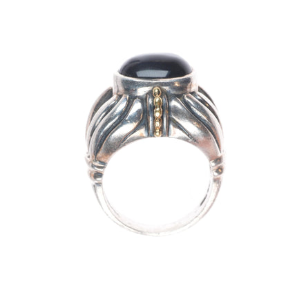 sz7.5 Lagos Caviar 18k gold/Sterling silver black onyx retro ring