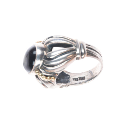sz7.5 Lagos Caviar 18k gold/Sterling silver black onyx retro ring
