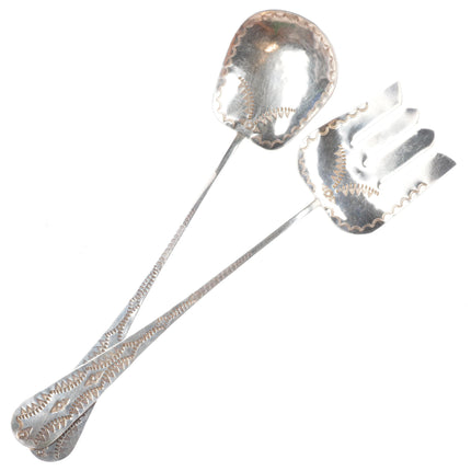 30's-40's Vintage Navajo sterling silver Salad spoon and fork serving set