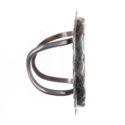 6.5" vintage Navajo sterling silver Ceremonial Kingman turquoise cuff bracelet