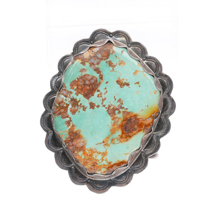 6.5" vintage Navajo sterling silver Ceremonial Kingman turquoise cuff bracelet