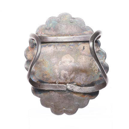 6.5" vintage Navajo sterling silver Ceremonial Kingman turquoise cuff bracelet