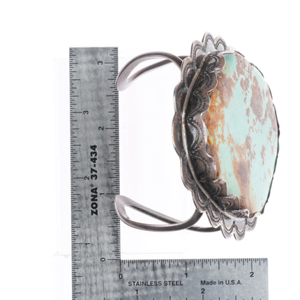 6.5" vintage Navajo sterling silver Ceremonial Kingman turquoise cuff bracelet
