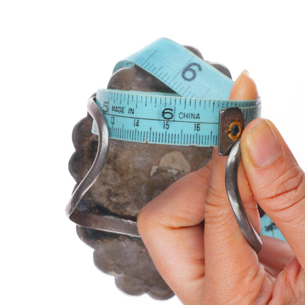 6.5" vintage Navajo sterling silver Ceremonial Kingman turquoise cuff bracelet