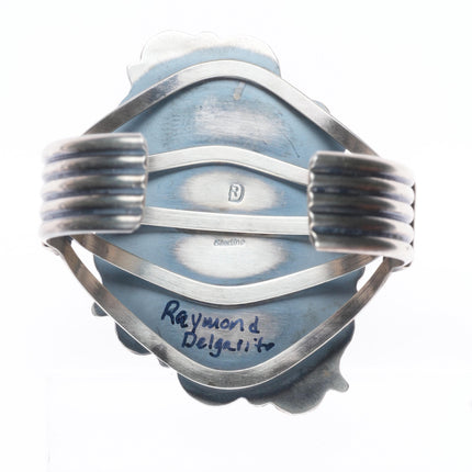 6.4" Raymond Delgarito Navajo sterling silver cuff bracelet w/large turquoise