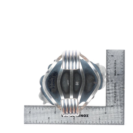 6.4" Raymond Delgarito Navajo sterling silver cuff bracelet w/large turquoise