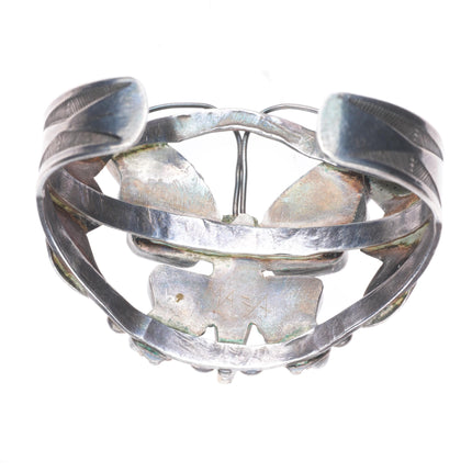 6.4" 1940's Vintage Zuni intarsia inlay sterling silver butterfly cuff bracelet