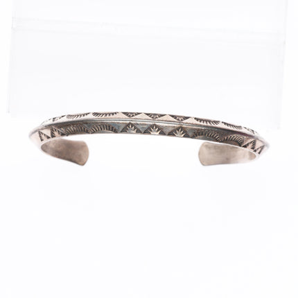6.75" Leonard Paquin Laguna Zuni carinated sterling silver stamped cuff bracelet