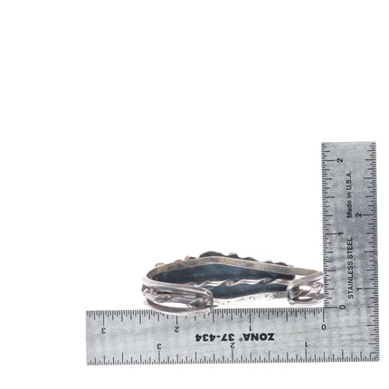 6" c1950 Vintage Navajo sterling silver 5 stone turquoise row cuff bracelet