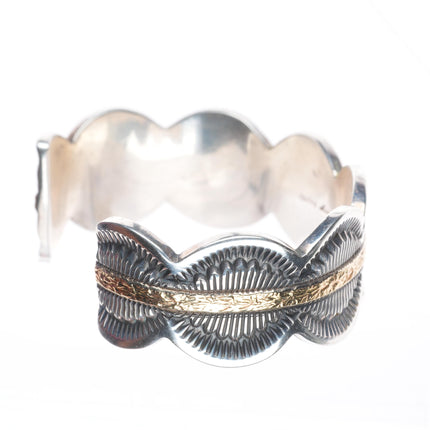 6.5" Marc Antia Apache 14k gold/sterling silver cuff bracelet/pendant