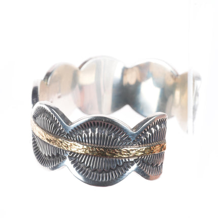 6.5" Marc Antia Apache 14k gold/sterling silver cuff bracelet/pendant