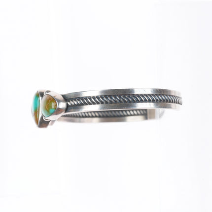 5.75" Vintage B Navajo sterling silver Royston turquoise cuff bracelet 3 stone