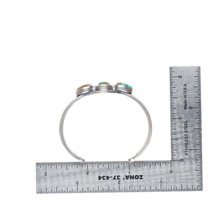 5.75" Vintage B Navajo sterling silver Royston turquoise cuff bracelet 3 stone