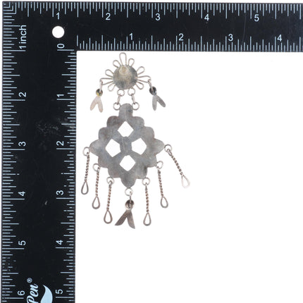 Vintage Puebloan Lone Mountain turquoise sterling silver chandelier earrings