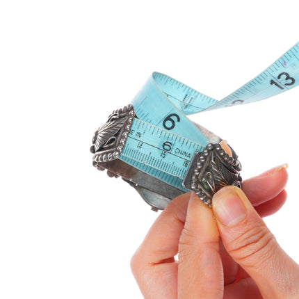 6.4" Jameson Lee Vintage Navajo sterling silver turquoise watch cuff bracelet