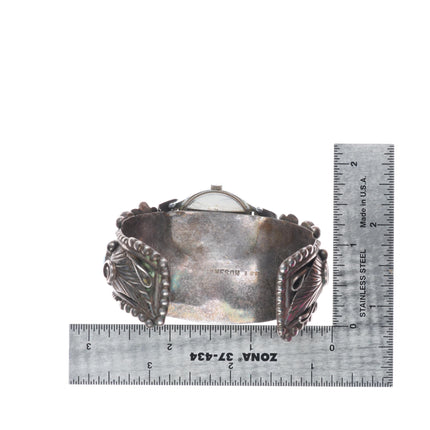 6.4" Jameson Lee Vintage Navajo sterling silver turquoise watch cuff bracelet