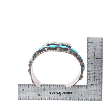 6.4" Jameson Lee Vintage Navajo sterling silver turquoise watch cuff bracelet