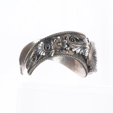 6.4" Vintage Navajo sterling silver curved watch cuff bracelet c1980's