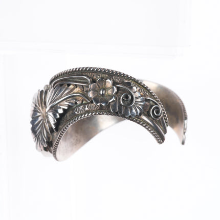 6.4" Vintage Navajo sterling silver curved watch cuff bracelet c1980's