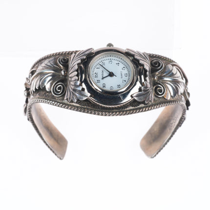 6.4" Vintage Navajo sterling silver curved watch cuff bracelet c1980's