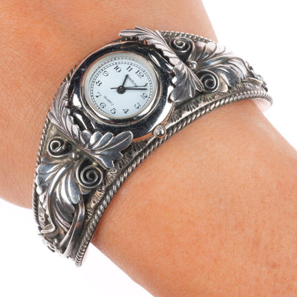 6.4" Vintage Navajo sterling silver curved watch cuff bracelet c1980's