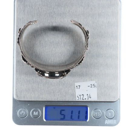 6.4" Vintage Navajo sterling silver curved watch cuff bracelet c1980's