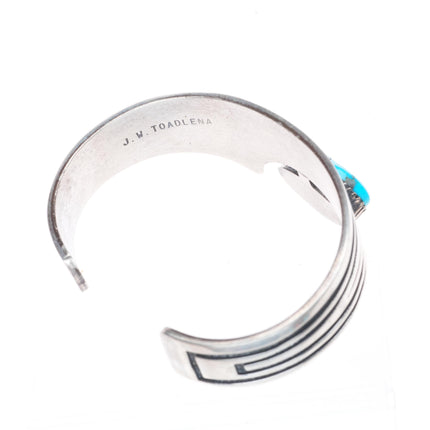 6.5" James Toadlena Navajo sterling silver turquoise modernist cuff bracelet