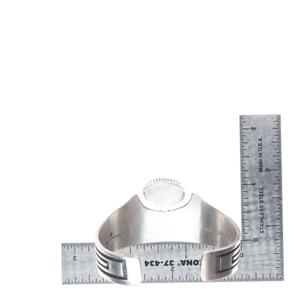 6.5" James Toadlena Navajo sterling silver turquoise modernist cuff bracelet