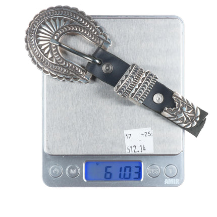 Freddie Maloney Navajo  3/4" sterling silver ranger belt buckle set NOS