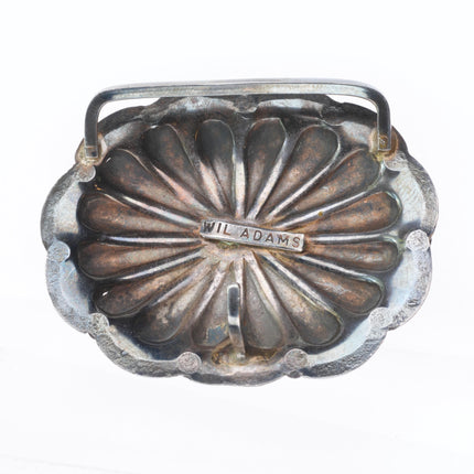 Vintage Wil Adams Navajo sterling silver Kachina belt buckle with turquoise