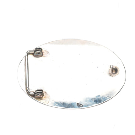 William Singer Navajo Vintage sterling silver chip inlay turquoise belt buckle