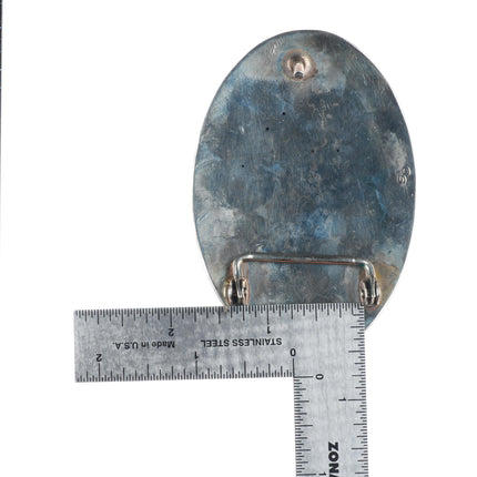 William Singer Navajo Vintage sterling silver chip inlay turquoise belt buckle