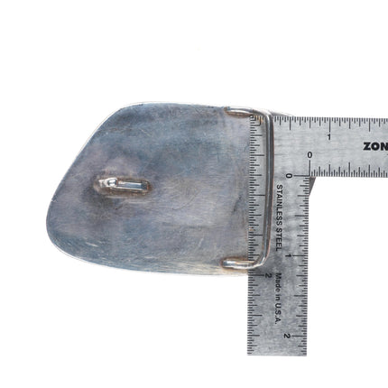 Vintage Bisbee turquoise southwestern brutalist sterling silver belt buckle