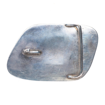 Vintage Bisbee turquoise southwestern brutalist sterling silver belt buckle