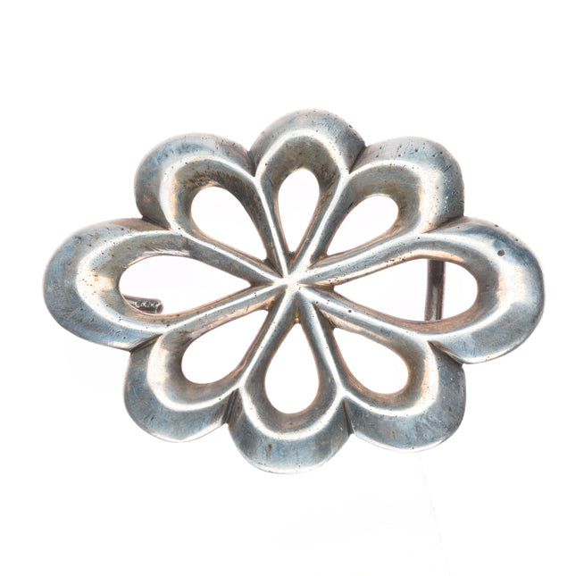 c1950 Vintage Navajo Cast sterling silver belt buckle