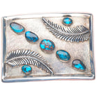 Vintage Bisbee turquoise Navajo feather design sterling silver belt buckle