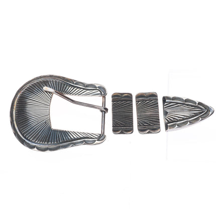 Uncle Sam W Navajo sterling silver chiseled design 3/4" ranger belt buckle set