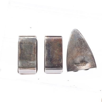 Uncle Sam W Navajo sterling silver chiseled design 3/4" ranger belt buckle set