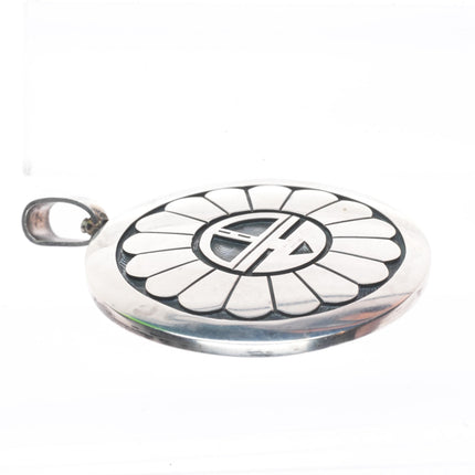 Cheryl Wadsworth Hopi overlay spinner kokopelli/sunface pendant sterling silver