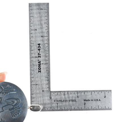 Cheryl Wadsworth Hopi overlay spinner kokopelli/sunface pendant sterling silver